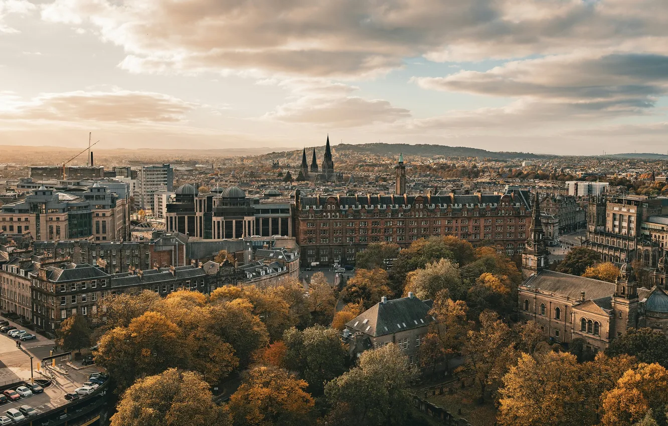 Фото обои city, sky, photography, trees, clouds, Scotland, Edinburgh, architecture