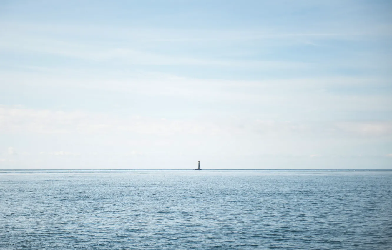 Фото обои море, пейзаж, маяк, минимализм