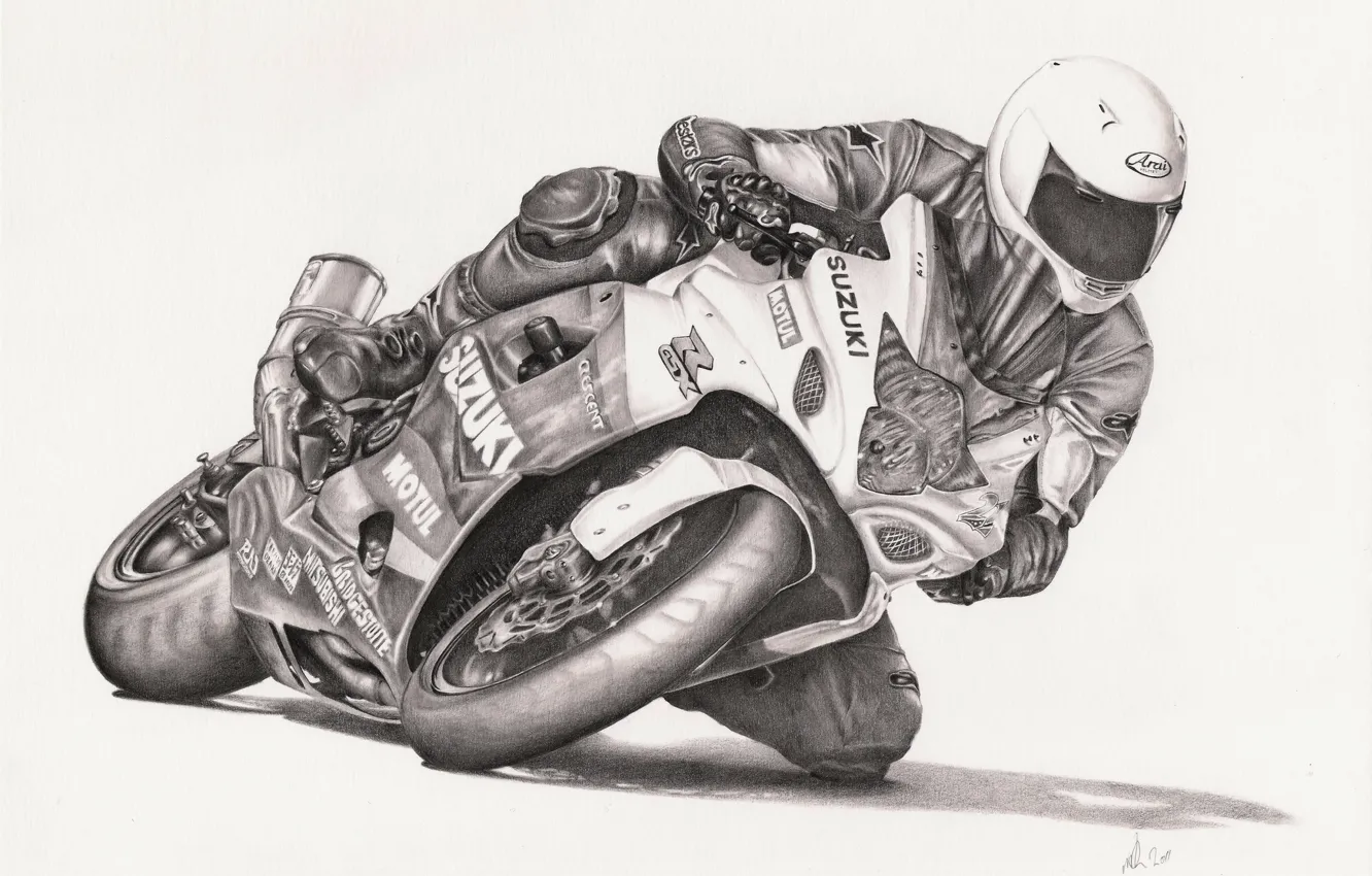 Фото обои рисунок, мотоцикл, гонки, байк