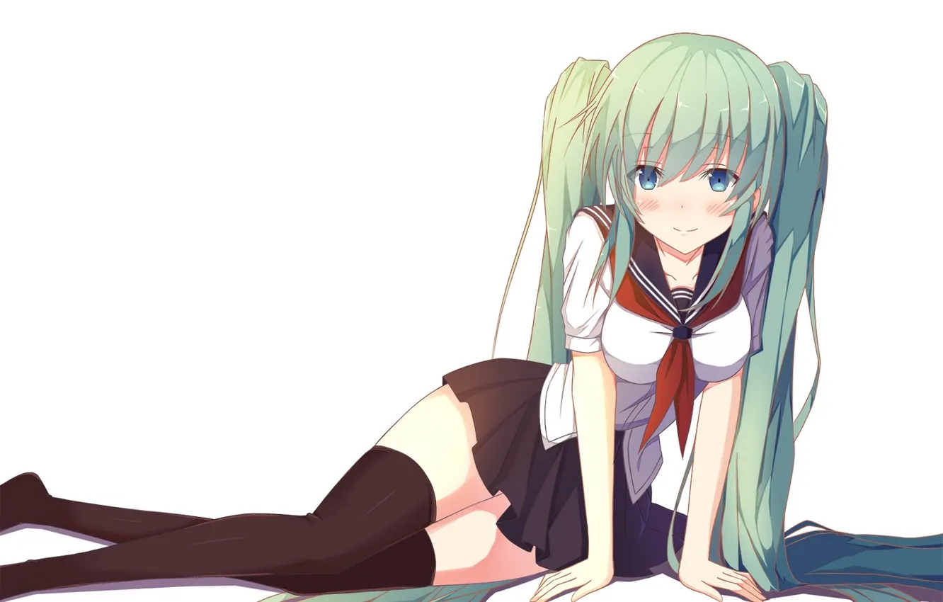 Фото обои девушка, аниме, арт, форма, школьница, vocaloid, hatsune miku, tianya beiming