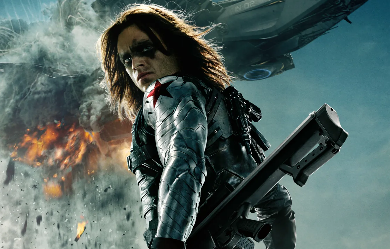 Фото обои Marvel, Soldier, 2014, Captain America The Winter Soldier, Sebastian Stan