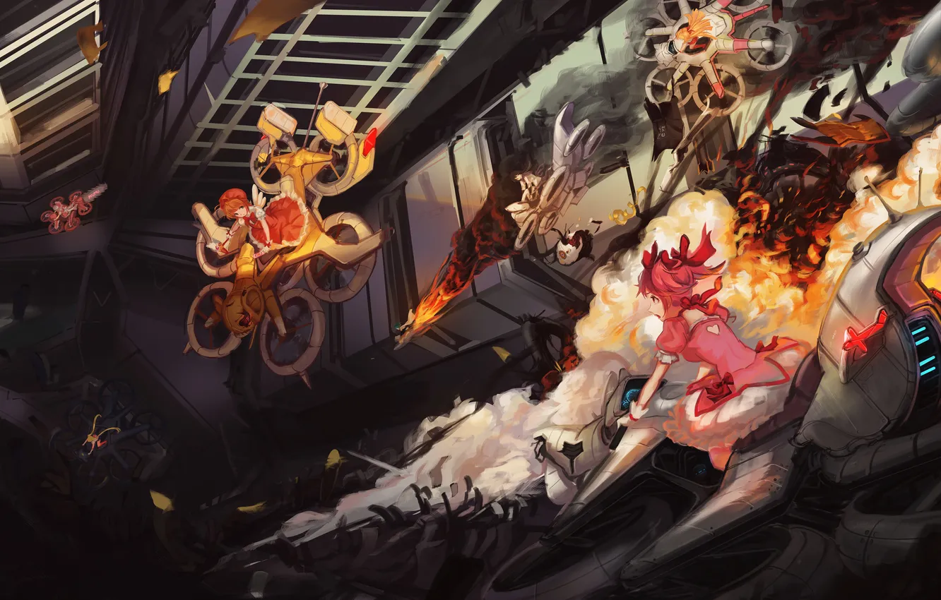 Фото обои аниме, арт, mahou shoujo madoka magica, akemi homura, kaname madoka, doomfest, kinomoto sakura, card captor …