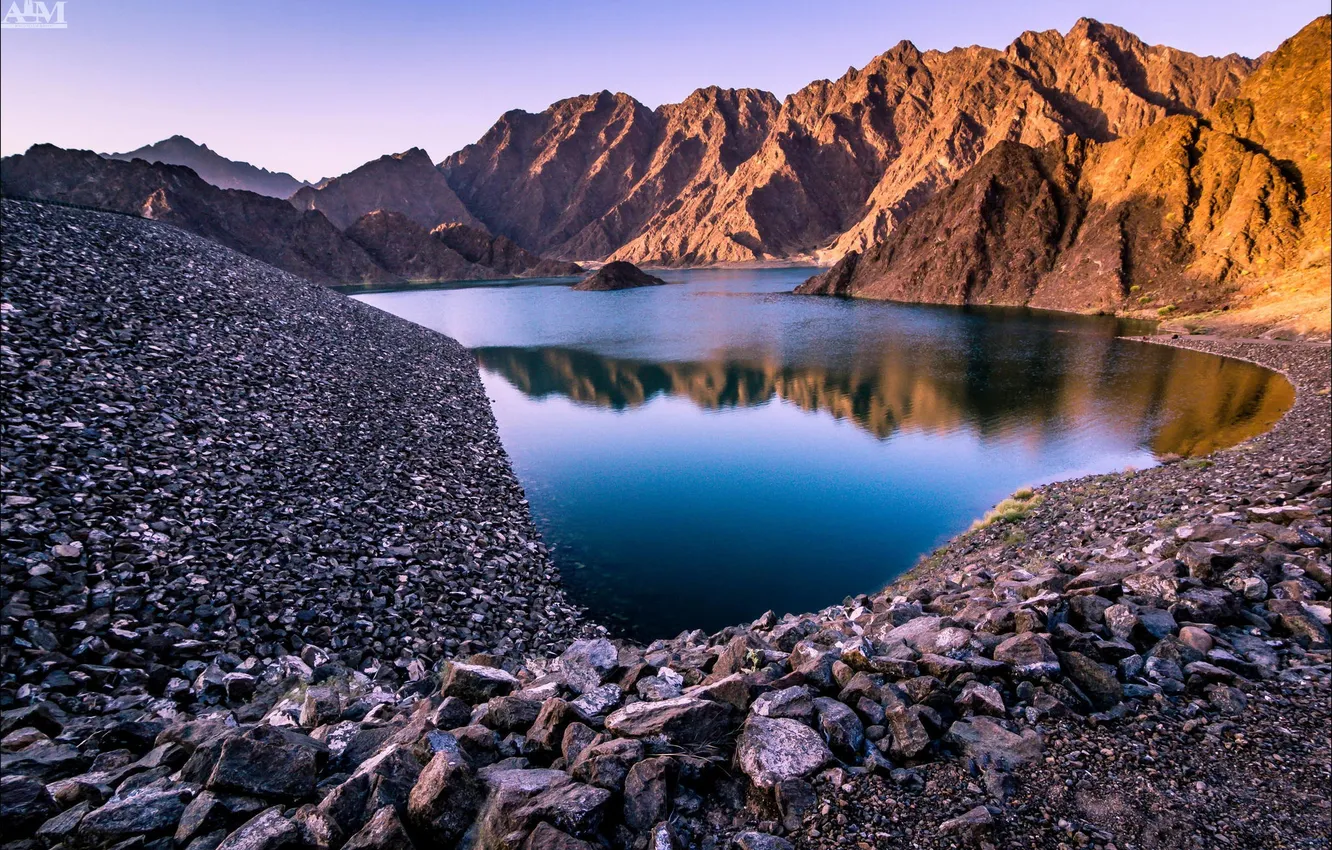 Фото обои горы, природа, озеро, камни