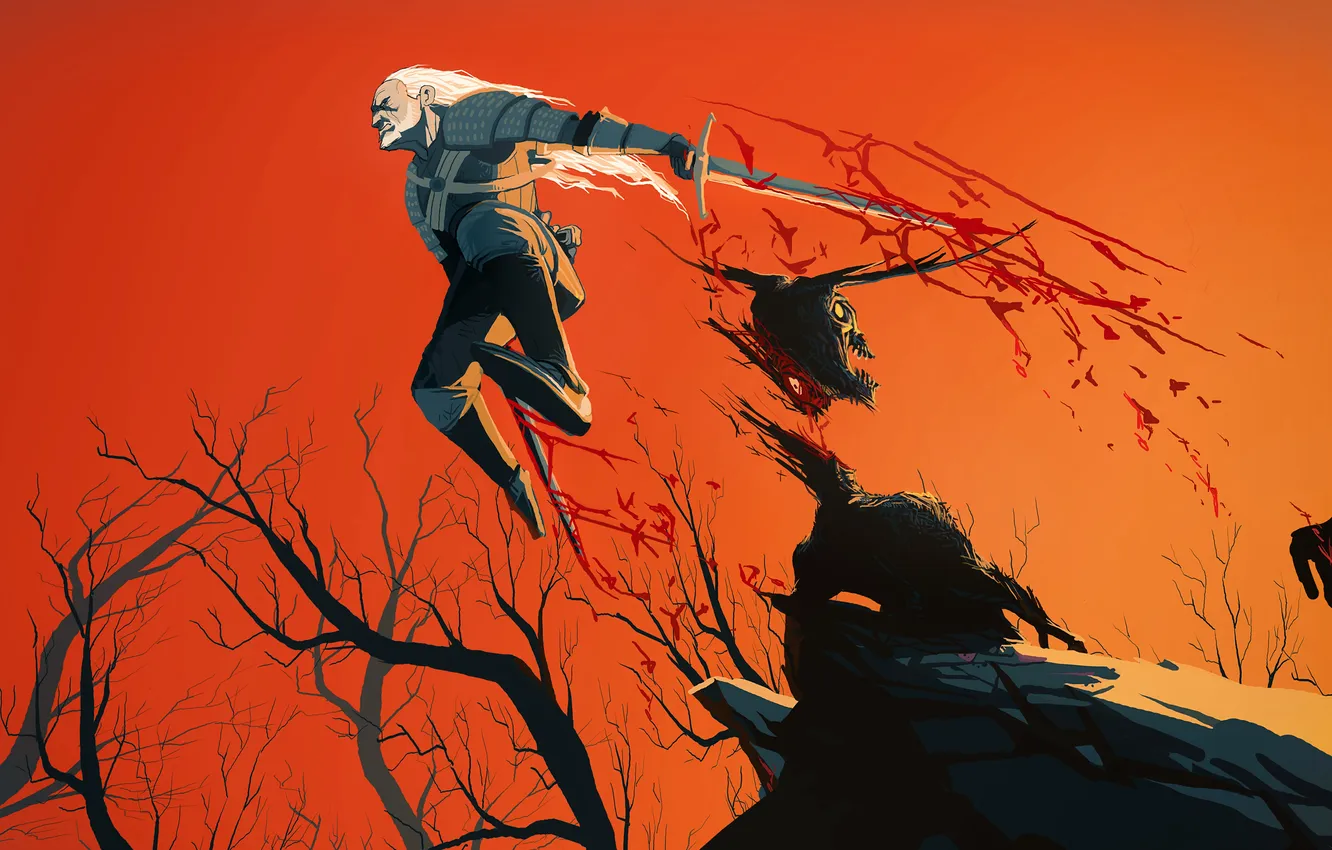 Фото обои волк, ведьмак, Geralt of Rivia, the Witcher