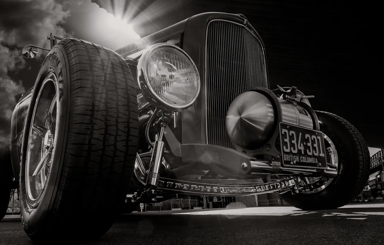 Фото обои ретро, Ford, Форд, классика, передок, 1932, хот род