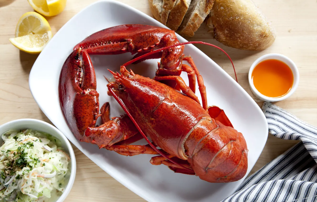 Фото обои лимон, соус, Лобстер