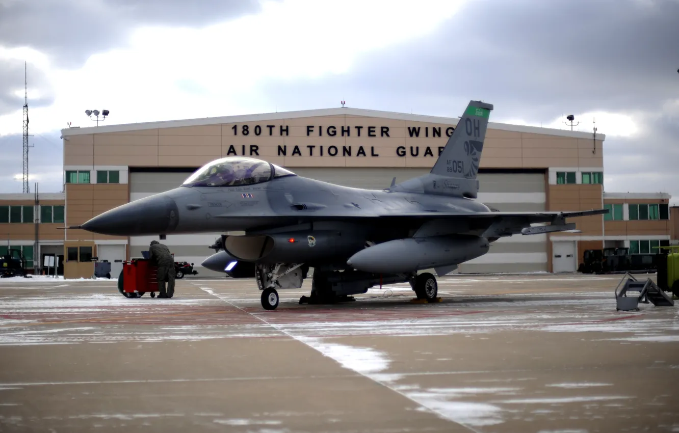 Фото обои Fighting Falcon, General Dynamics, F-16C, Ohio Air National Guard, Военно-воздушные силы Национальной гвардии США, ВВС …