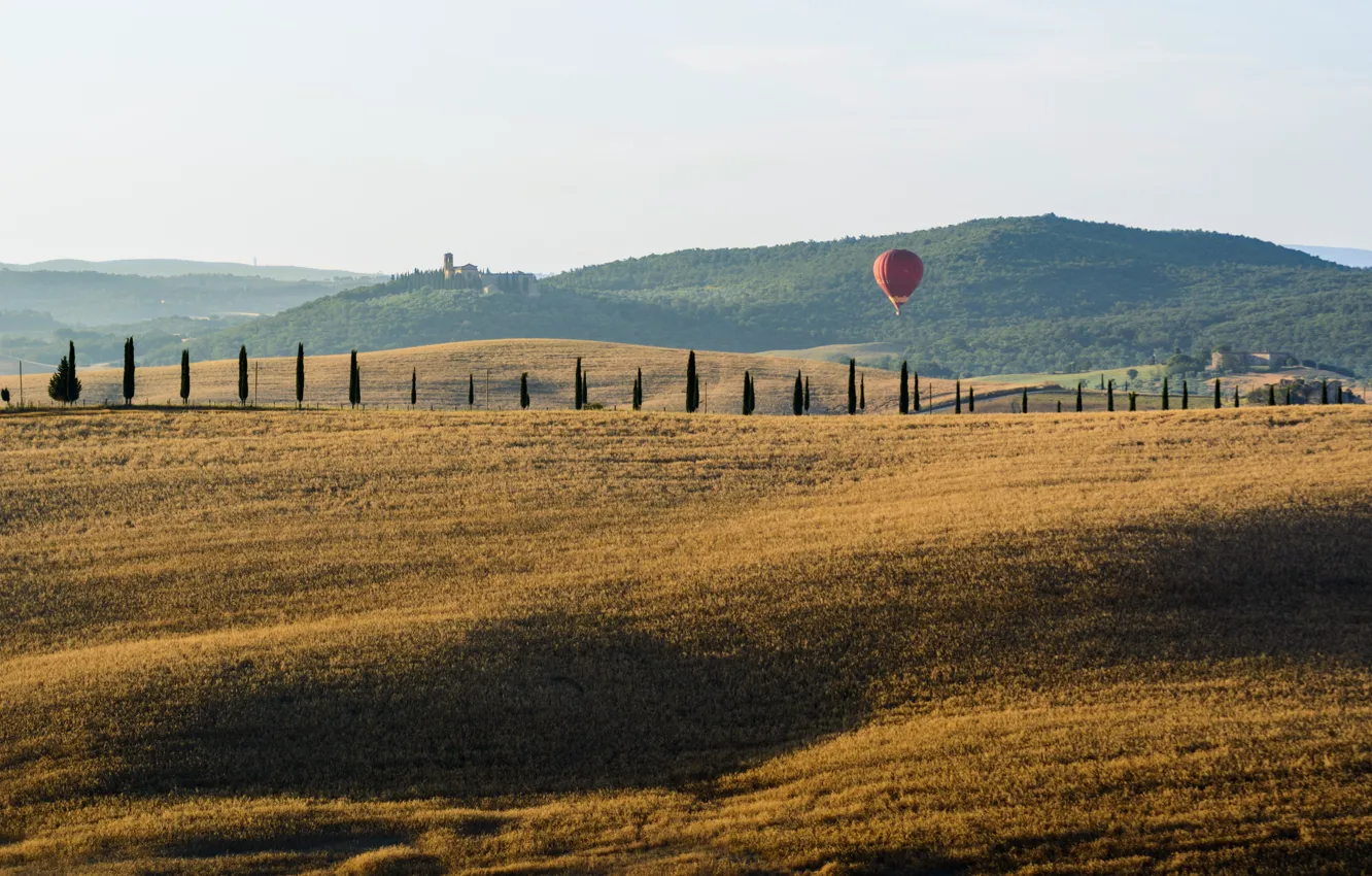 Фото обои Italy, countryside, Tuscany, balloon
