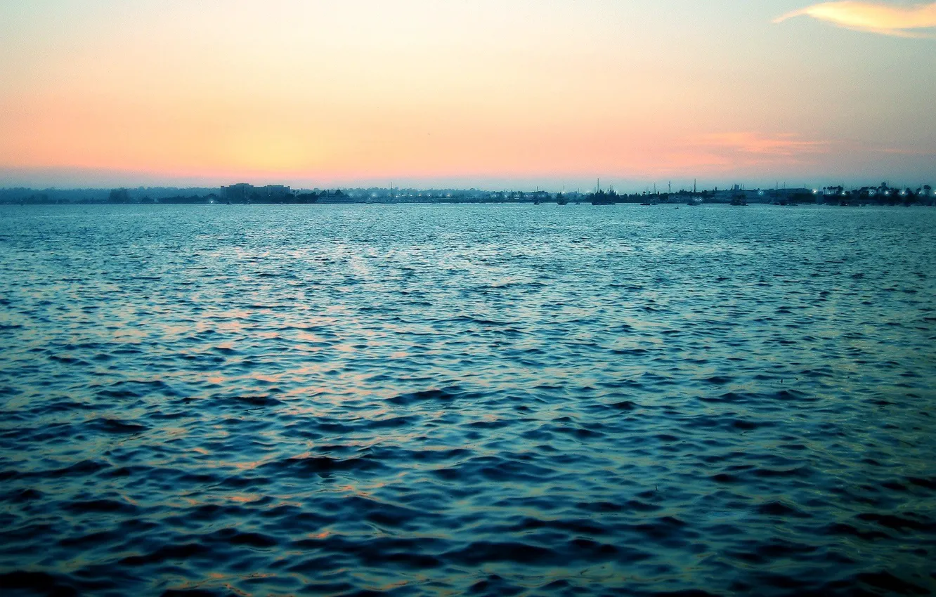 Фото обои море, волны, восход