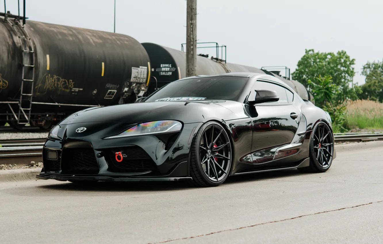 Фото обои Toyota, Black, Train, Toyota Supra, Supra A90