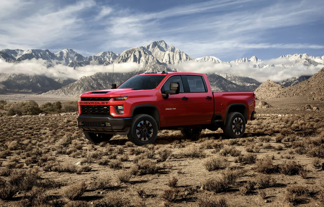 Фото обои пустыня, Chevrolet, пикап, Silverado, 2020, 2500 Heavy Duty