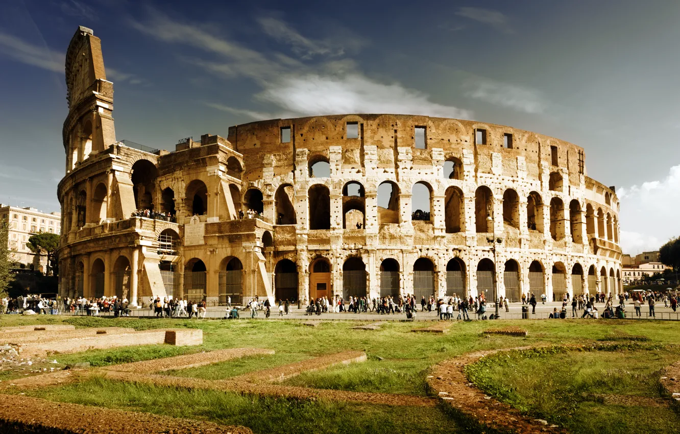 Фото обои люди, Рим, Колизей, Италия, Italy, Colosseum, Rome, амфитеатр