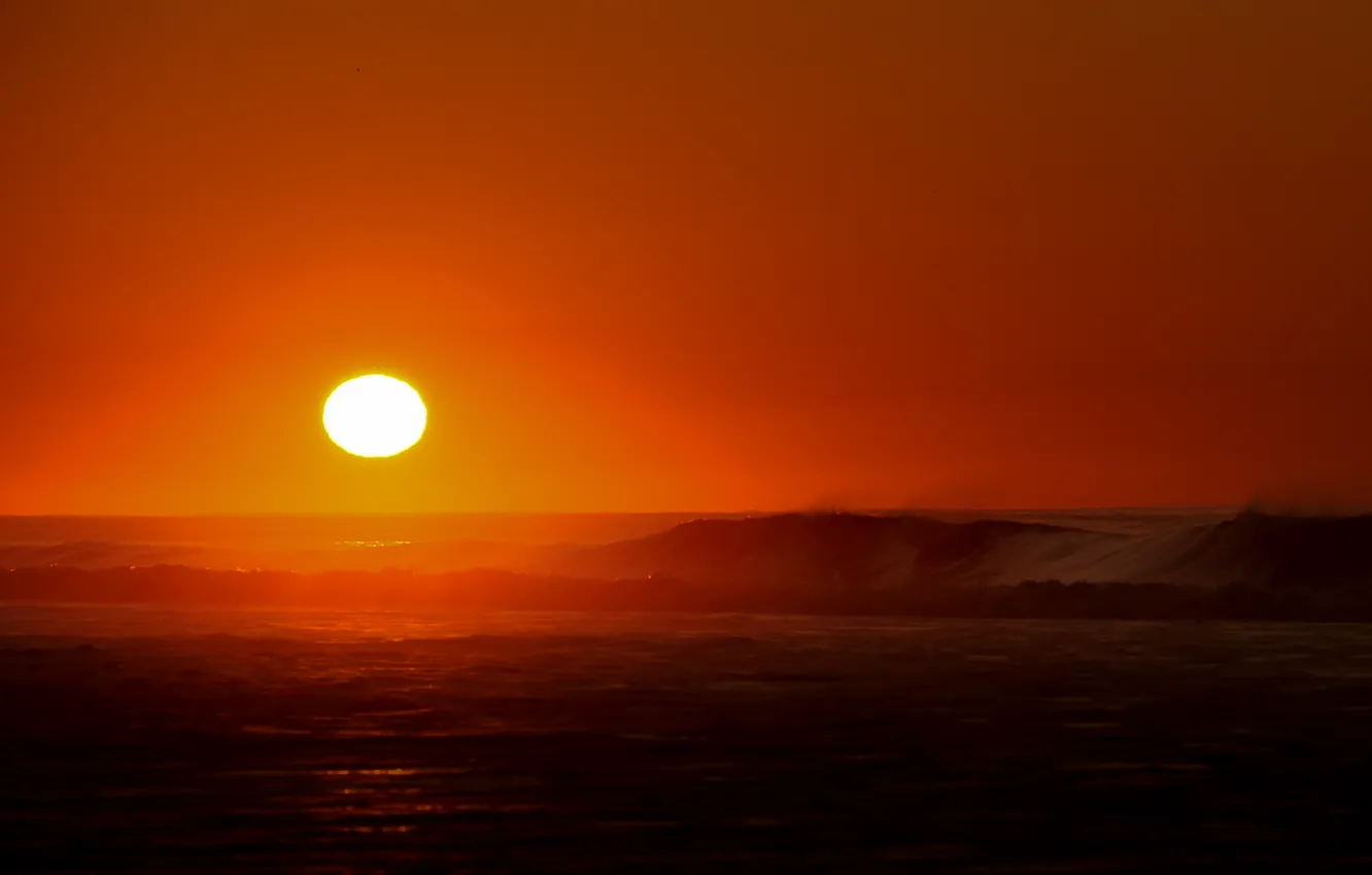 Фото обои волны, солнце, шторм, океан, рассвет, New York, East Hampton