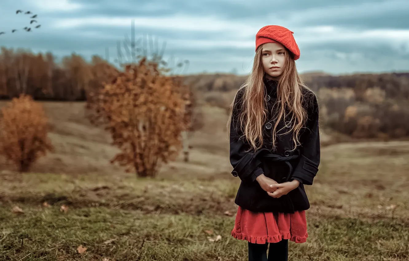 Фото обои Взгляд, Осень, Девочка, Настроение, Кира Яненко