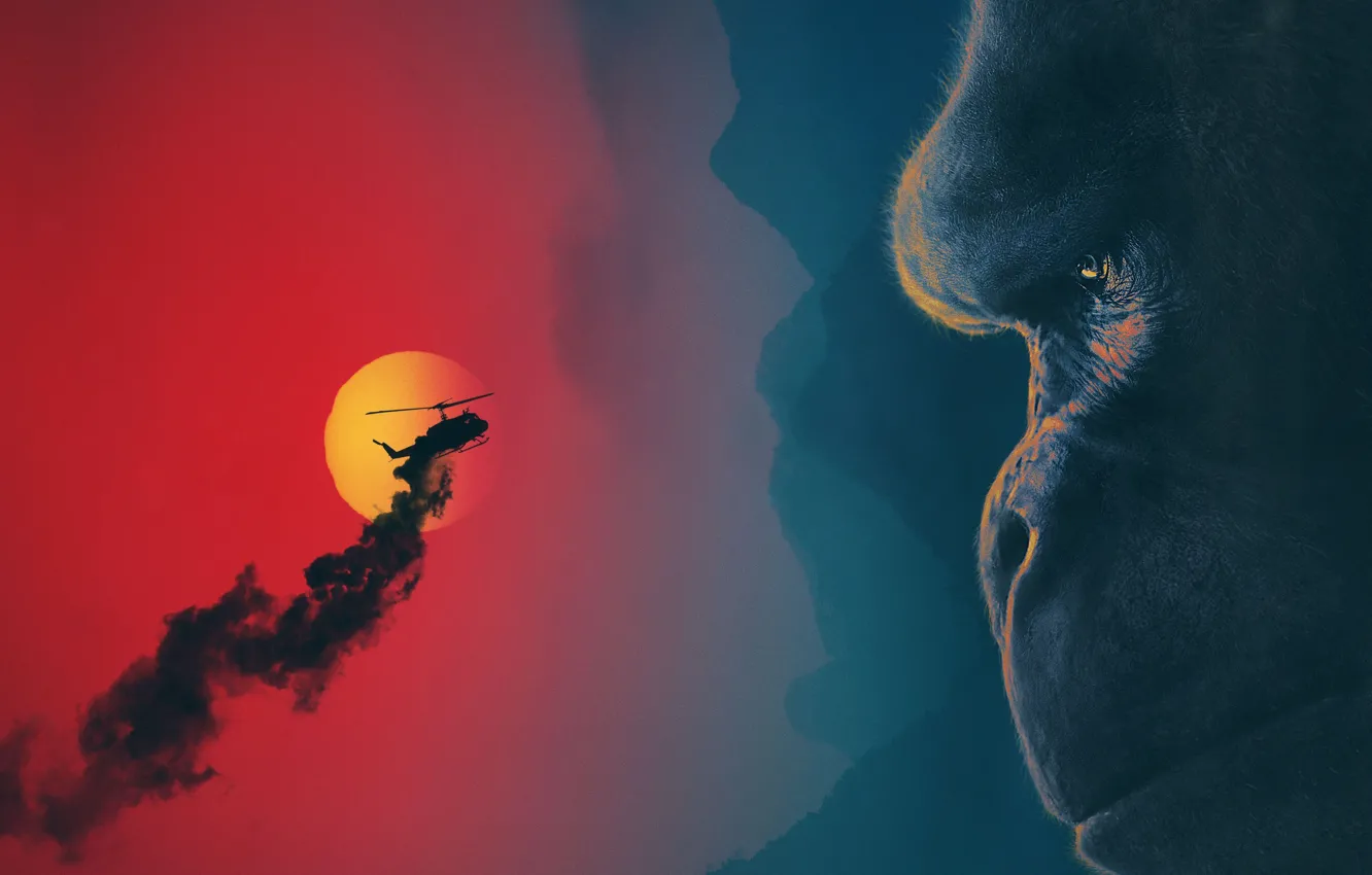 Фото обои cinema, red, moon, monster, smoke, big, blue, night