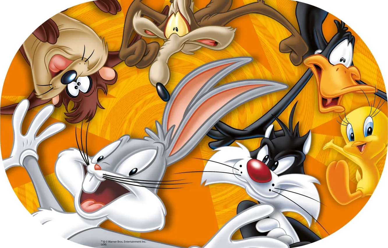 Фото обои Daffy Duck, Фогхорн Легхорн, Твити, Тасманский дьявол, Даффи Дак, Looney Tunes, Багз Банни, Bugs Bunny