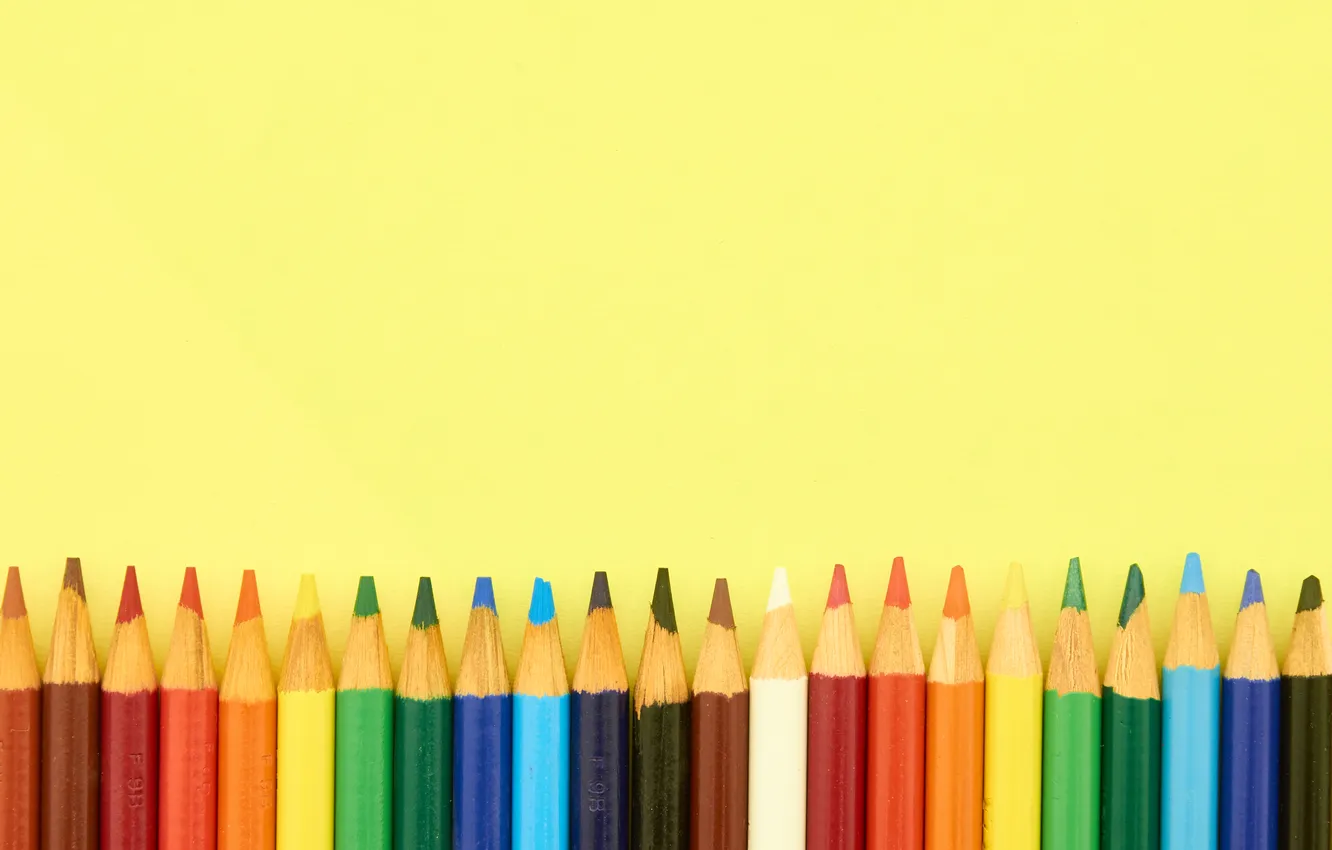 Фото обои yellow, variety, colored pencils