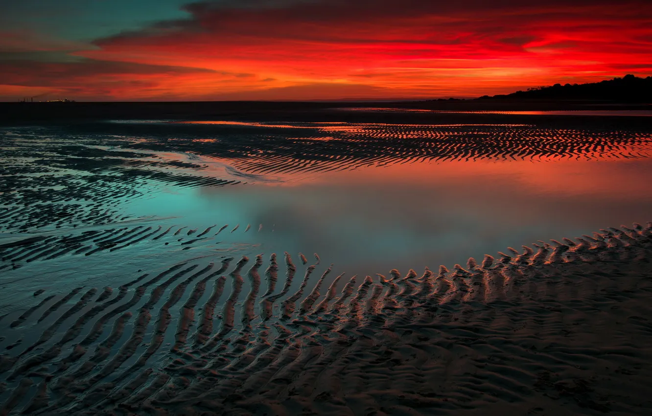 Фото обои море, пейзаж, закат