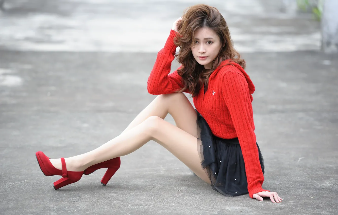 Фото обои девушка, лицо, стиль, милая, каблуки, ножки