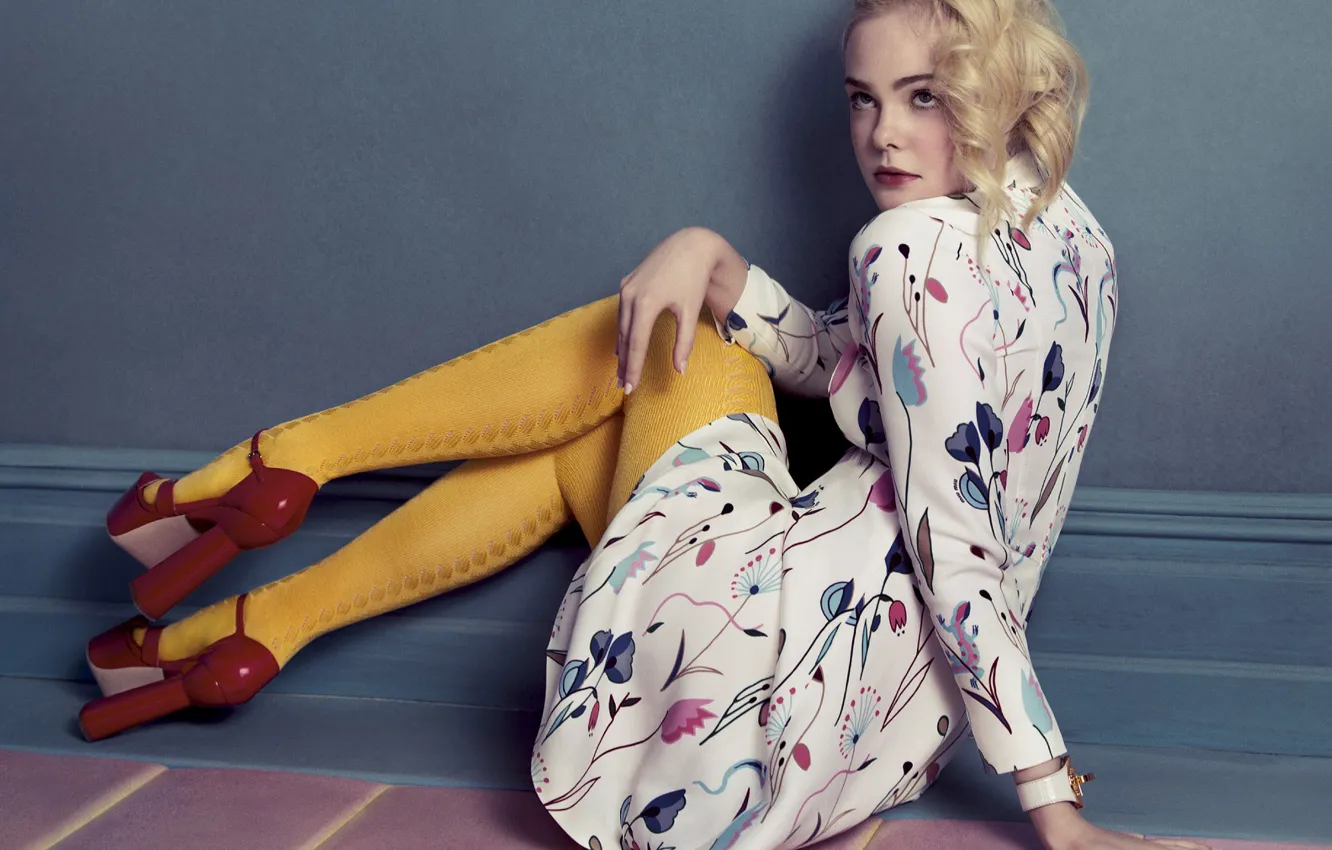 Фото обои фотосессия, бренд, Elle Fanning, Miu Miu