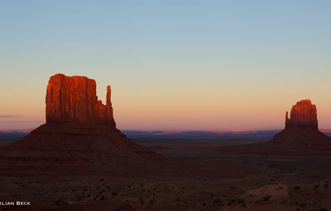Фото обои небо, свет, скалы, вечер, Аризона, США, Долина Монументов