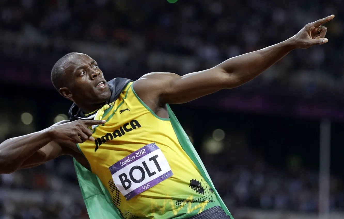Фото обои фон, спортсмен, мужчина, Ямайка, жест, бегун, Men, чемпион мира