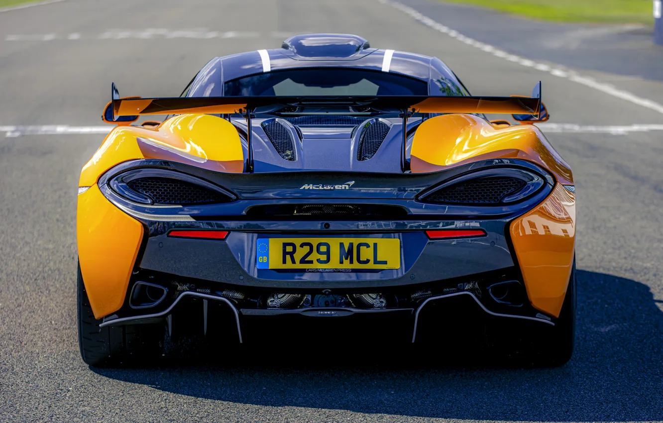 Фото обои купе, McLaren, корма, 2020, V8 twin-turbo, 620R, 620 л.с., 3.8 л.
