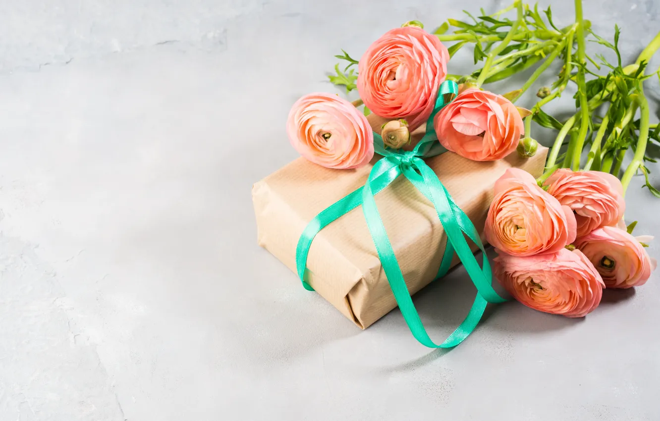 Фото обои цветы, подарок, розовые, азиатский, лютик