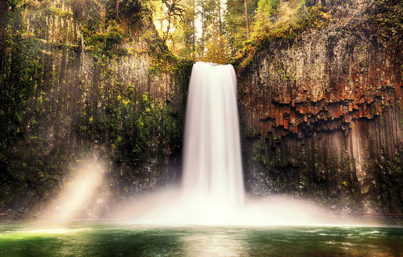 Фото обои природа, гора, водопад