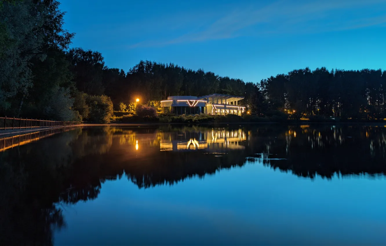 Фото обои Отражение, Санкт-Петербург, Il Lago dei Cigni, Лебяжий пруд