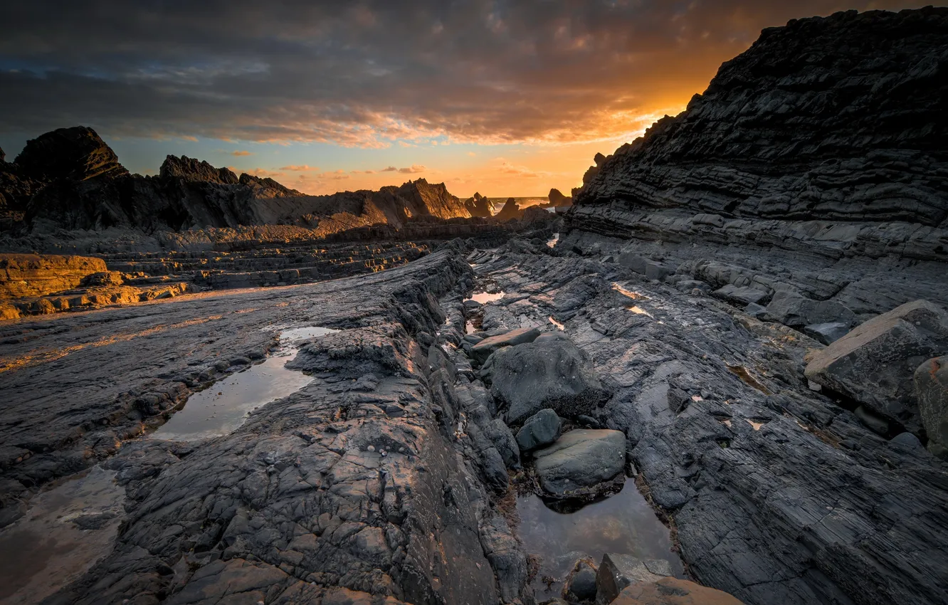 Фото обои море, скалы, берег