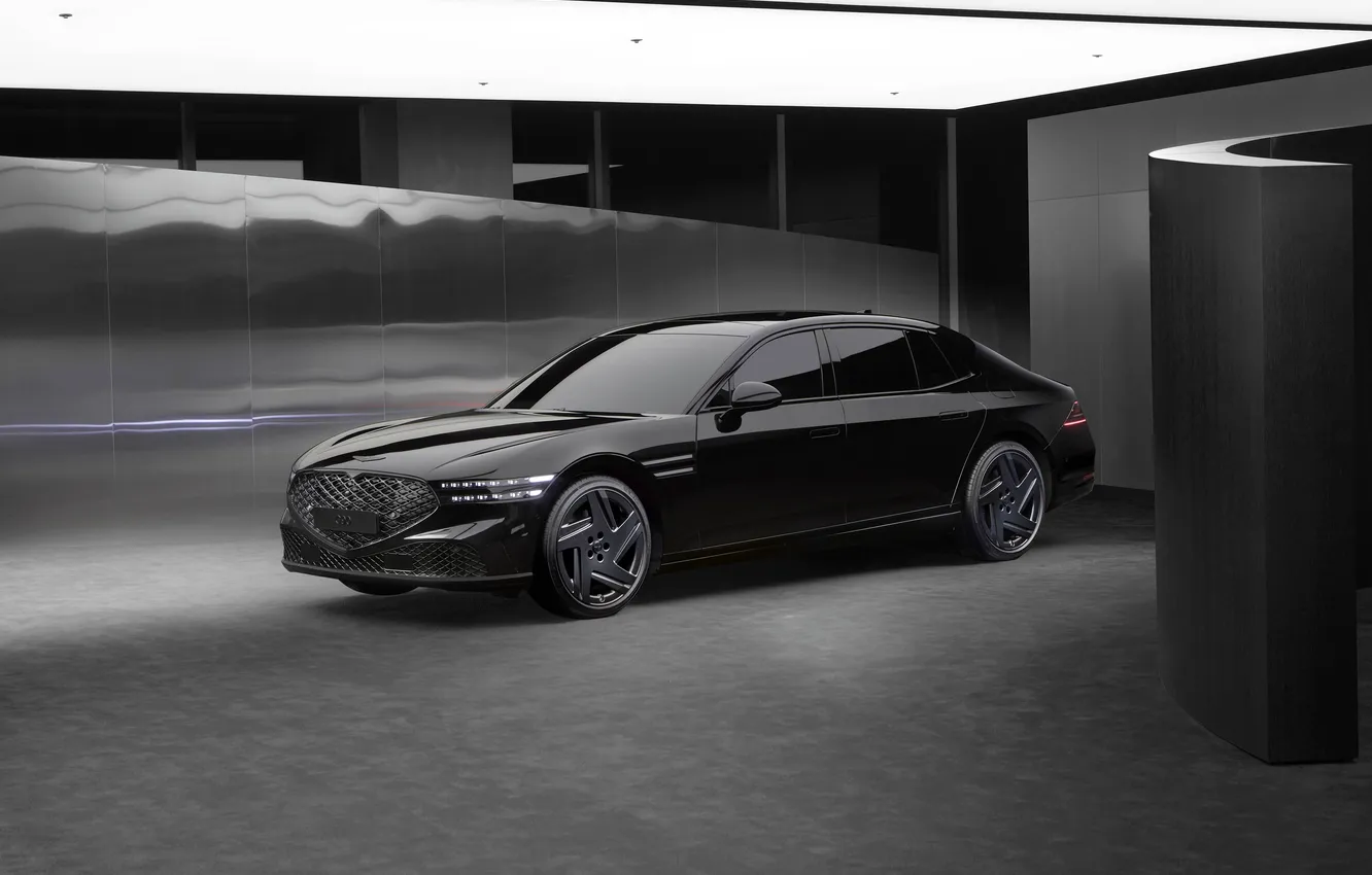 Фото обои черный, седан, Black, Genesis, Genesis G90, 2024