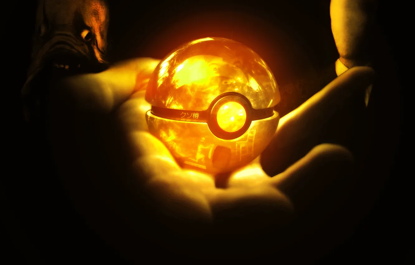 Фото обои арт, Рука, Pokeball