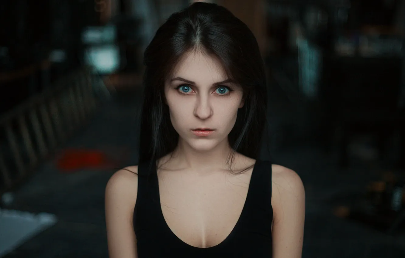 Фото обои взгляд, девушка, лицо, модель, портрет, брюнетка, красивая, прелесть