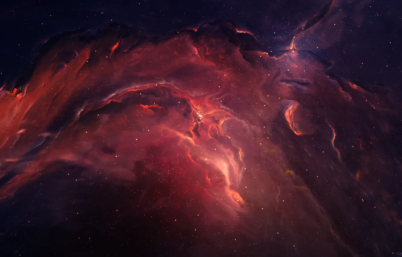 Фото обои Звезды, Космос, Туманность, Fantasy, Арт, Stars, Space, Art