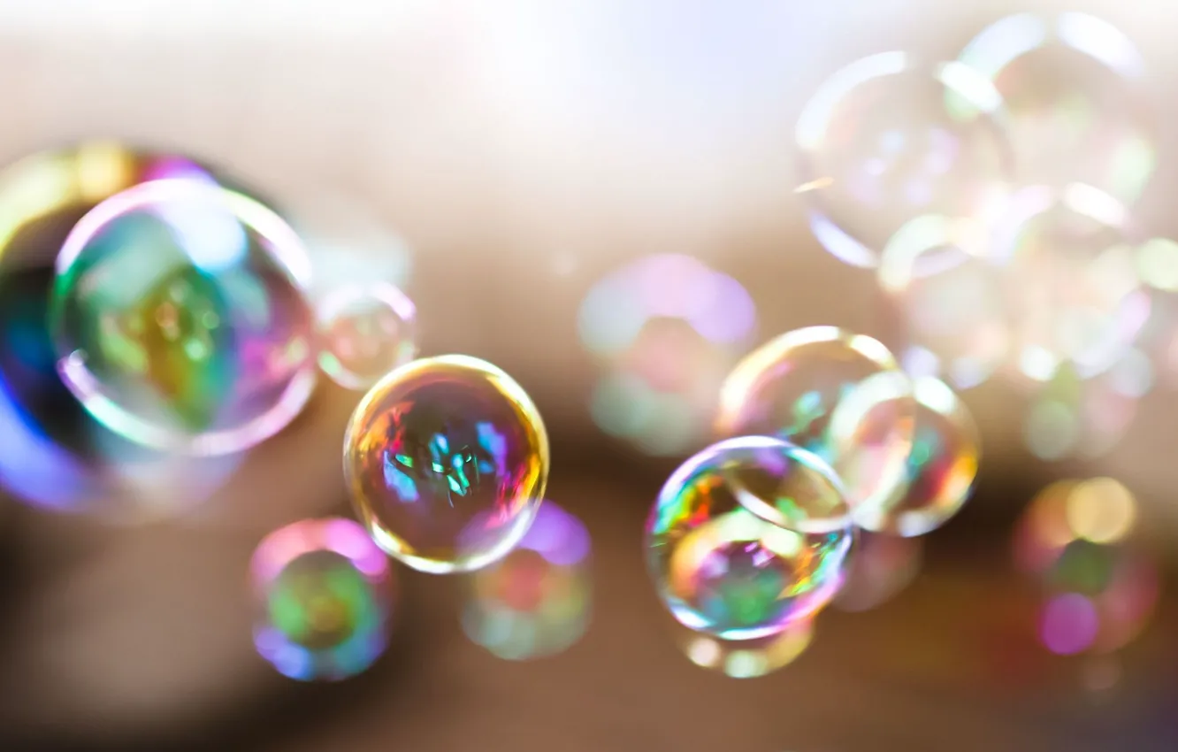 Фото обои лето, пузырьки, детство, фон, обои, настроения, мыльные пузыри, день