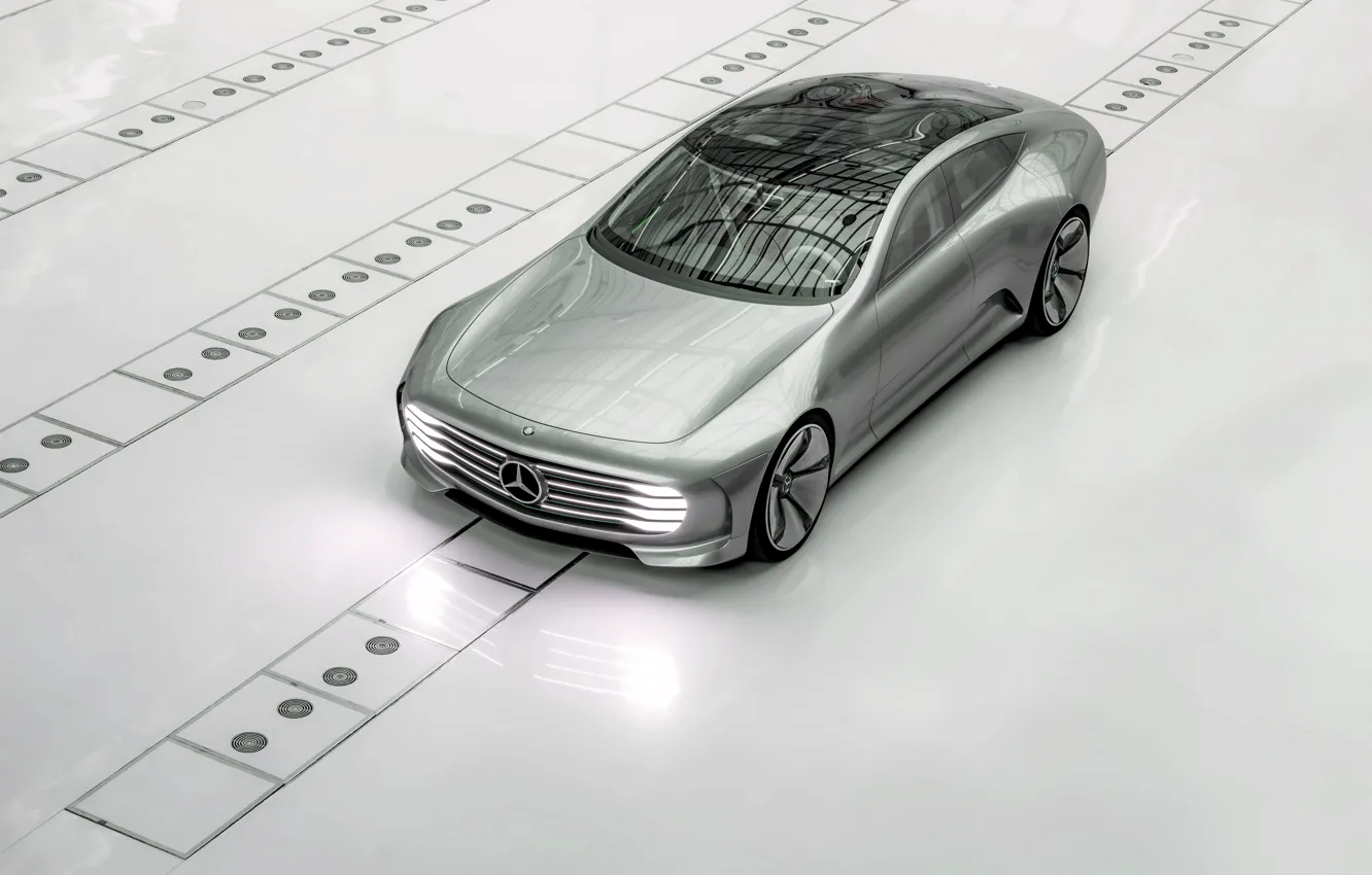 Фото обои свет, отражение, Mercedes-Benz, сверху, 2015, Intelligent Aerodynamic Automobile, Concept IAA