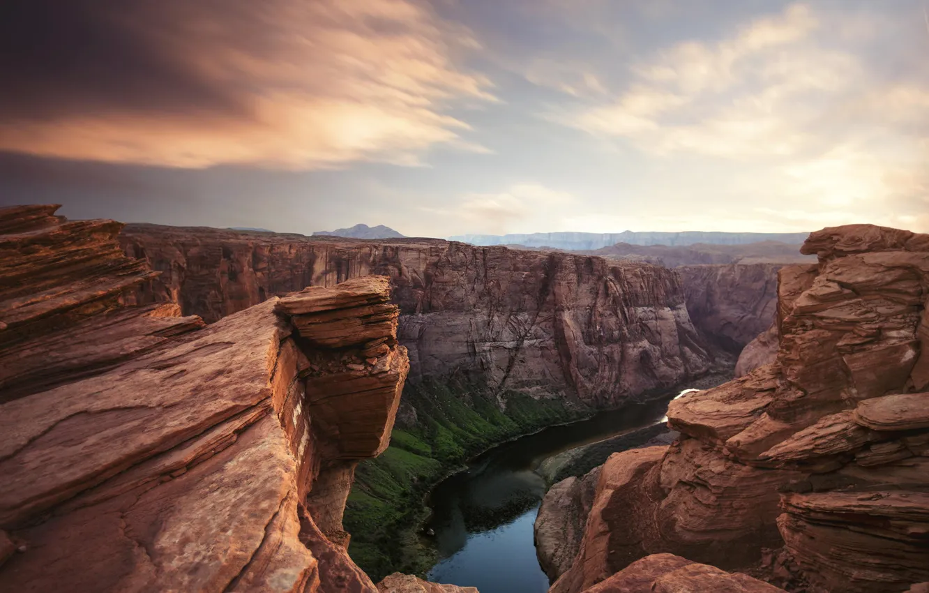 Фото обои пейзаж, река, высота, каньон