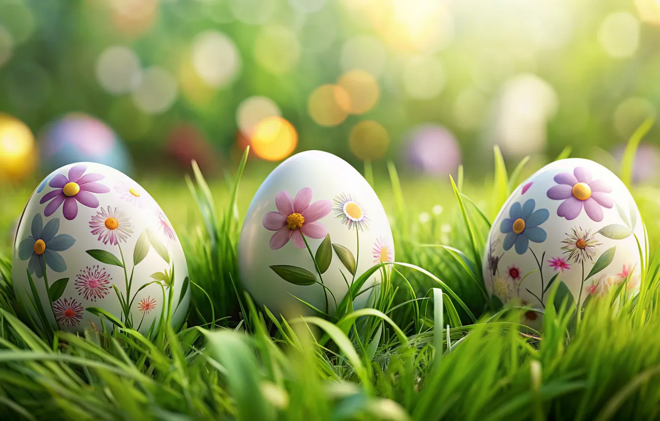 Фото обои цветы, яйца, весна, colorful, Пасха, happy, flowers, spring