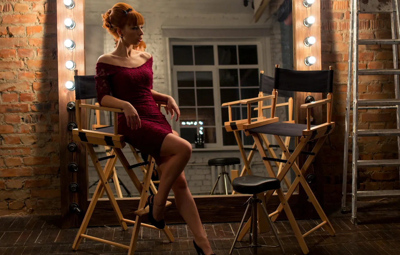 Фото обои sexy, dress, redhead, film set