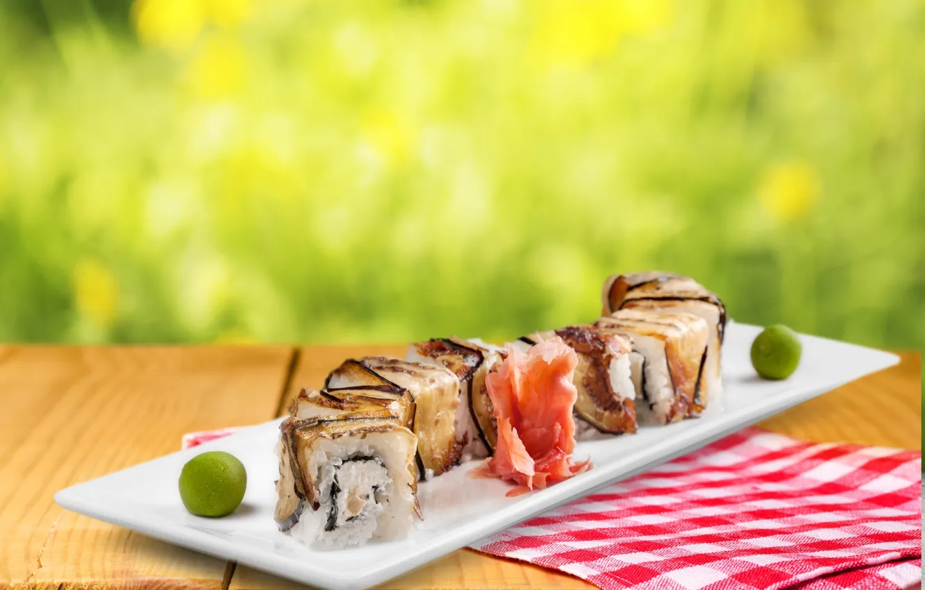 Фото обои sushi, суши, роллы, japanese, seafood