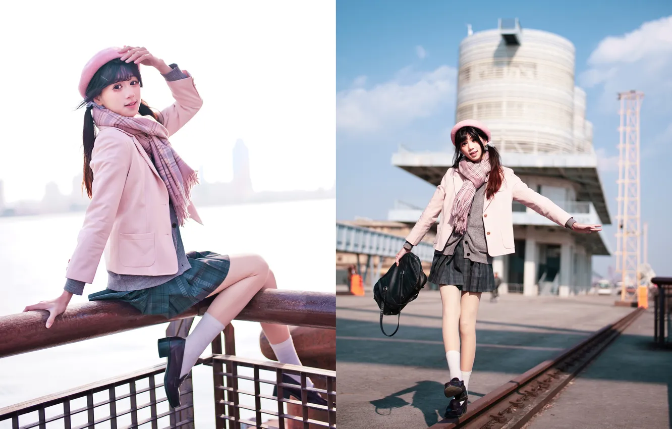 Фото обои Beautiful, Asian, Model, Smile, Woman, Port, Track, Cute