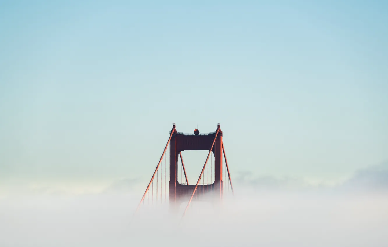 Фото обои туман, скалы, берег, дымка, Сан-Франциско, USA, Golden Gate Bridge, United States