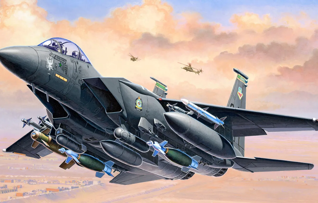 Фото обои США, истребитель-бомбардировщик, F-15E, Strike Eagle, McDonnell Douglas, американский двухместный