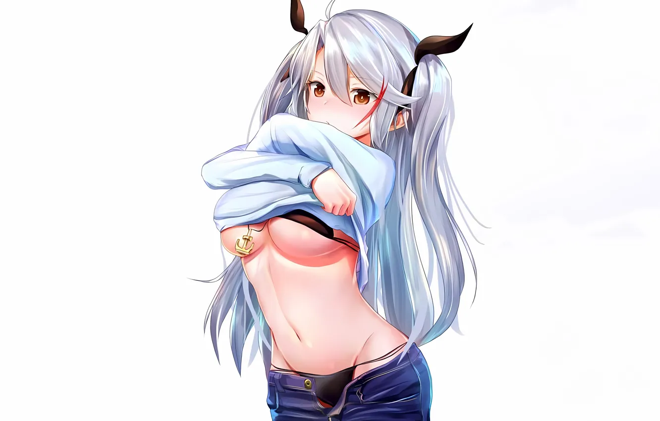 Фото обои girl, sexy, cleavage, shorts, long hair, brown eyes, boobs, anime