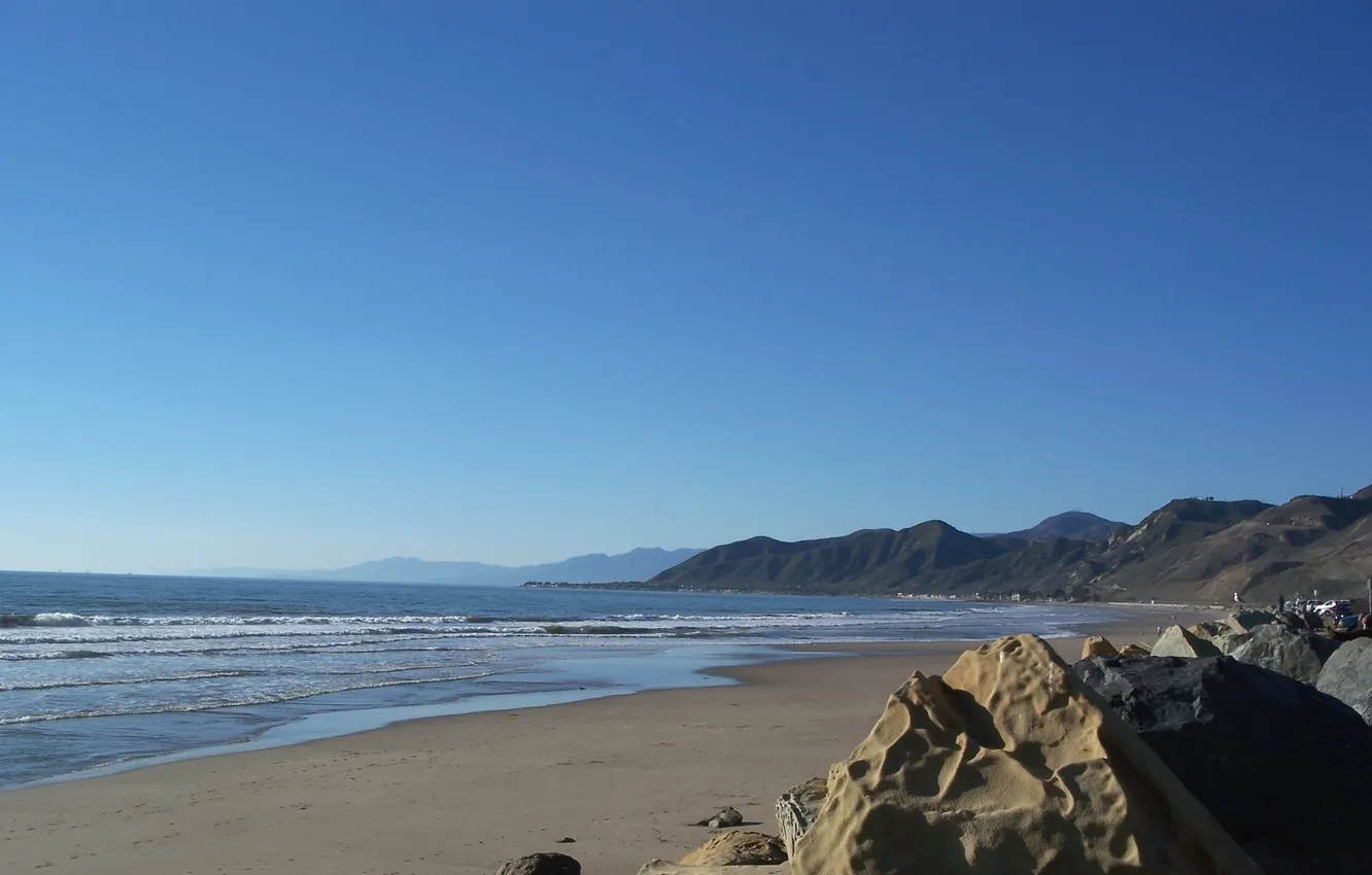 Фото обои песок, море, волны, пляж, небо, вода, пейзаж, природа
