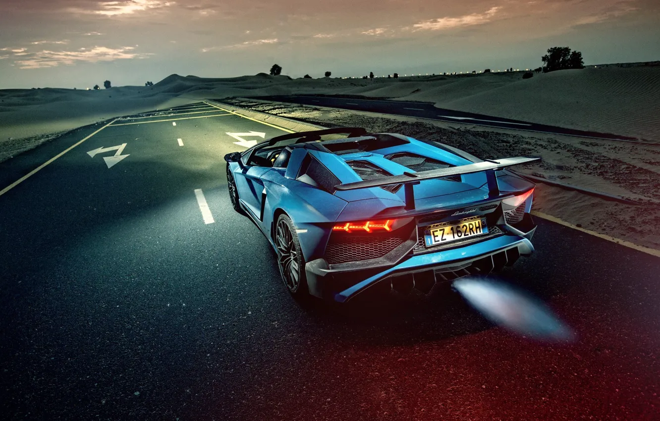 Фото обои Roadster, Lamborghini, Flame, Aventador, Road, Backfire, Malek Fayoumi PhotoGraphy
