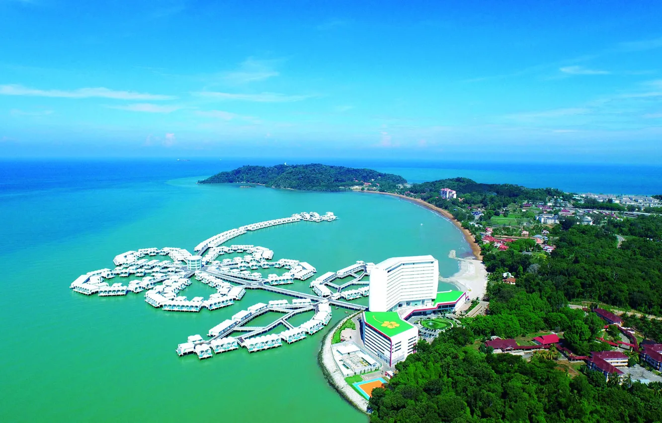 Фото обои море, берег, отель, курорт, бунгало, Малайзия, Lexis Hibiscus Port Dickson