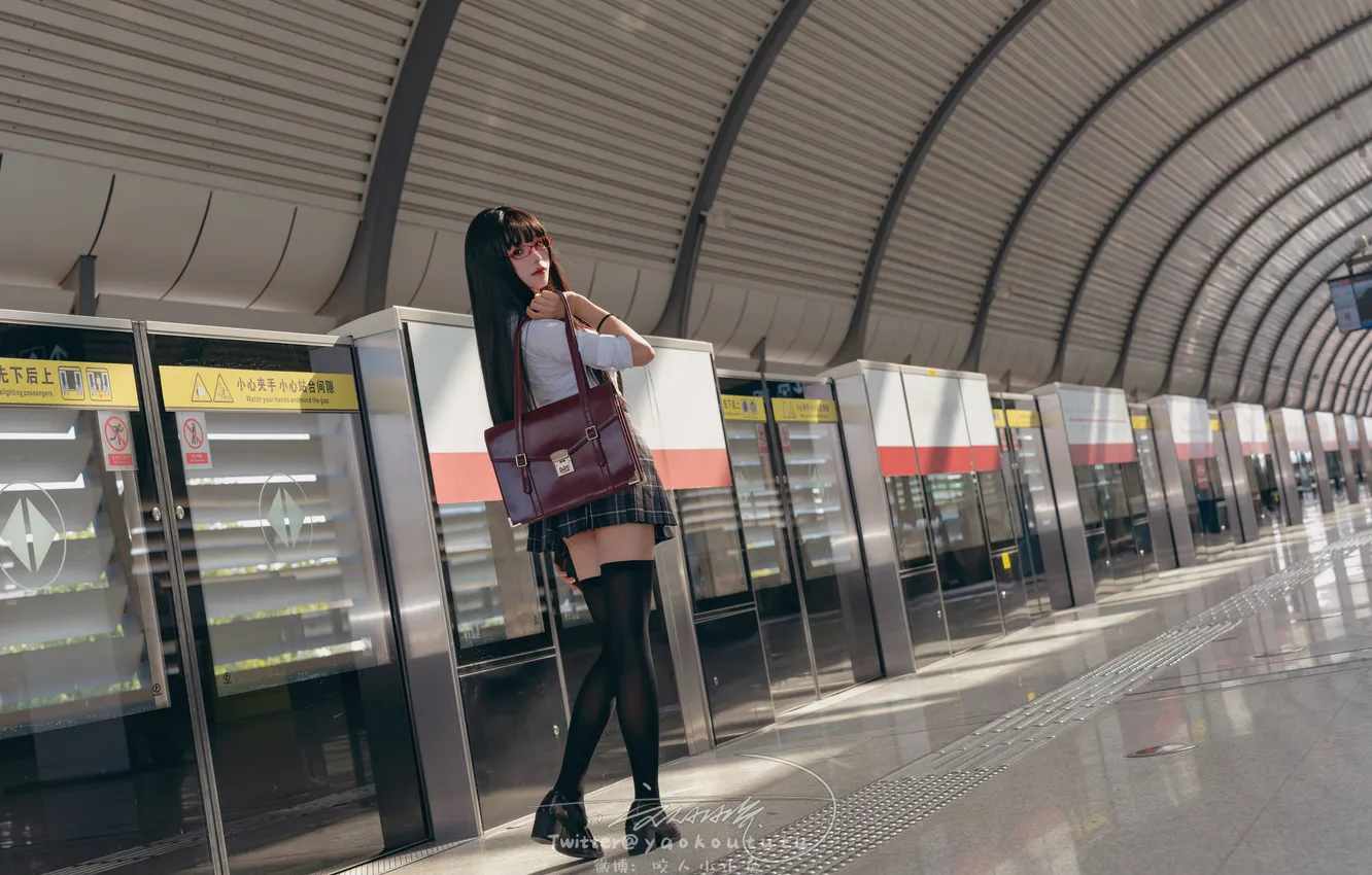 Фото обои Asian, school uniform, long hair, model, women, cosplay, dark hair, Nian Tuanzitu