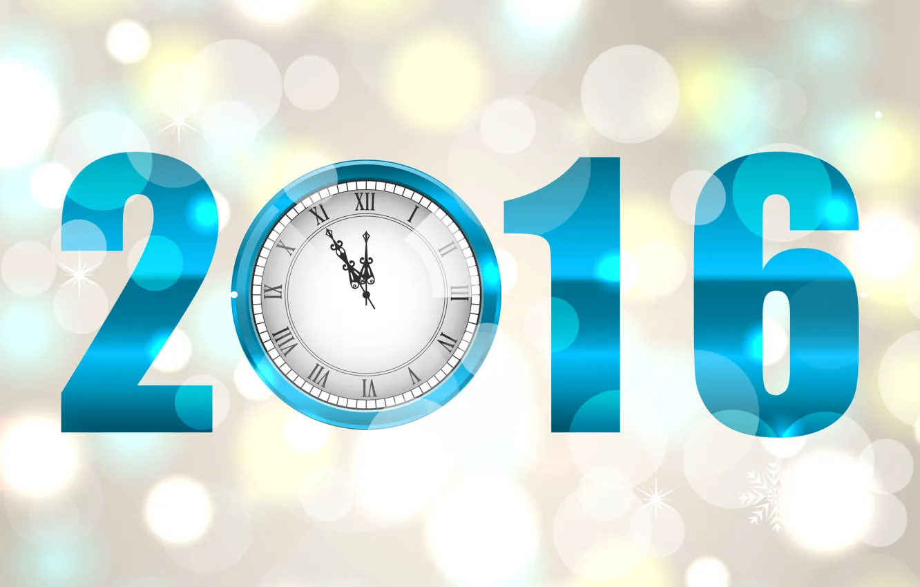 Фото обои часы, Новый год, New Year, 2016